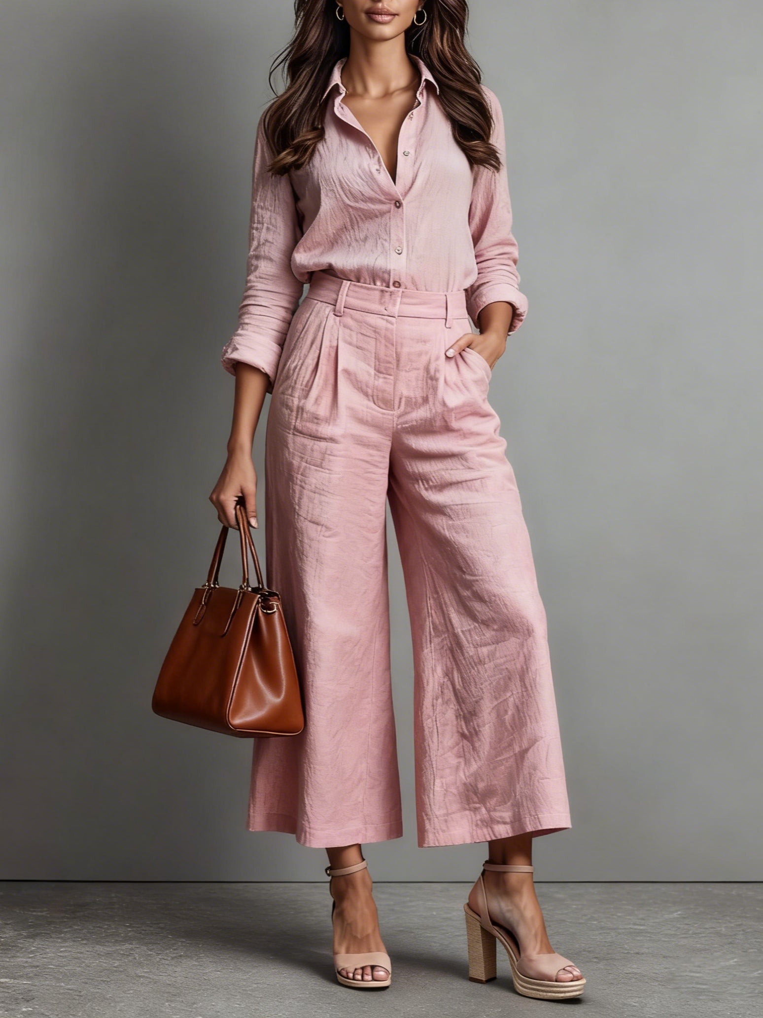 Demi | Pink Capri Pants Linen Set