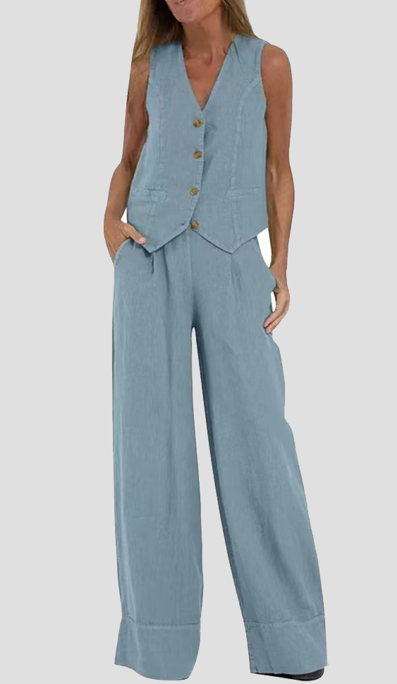 Aira | Elegant waistcoat and wide-leg trousers
