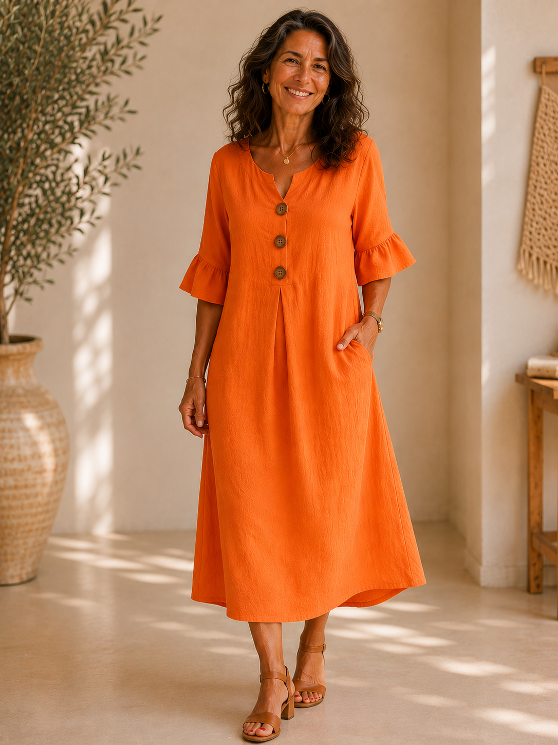 Vanesa | Abito Linen Blend con Bottoni