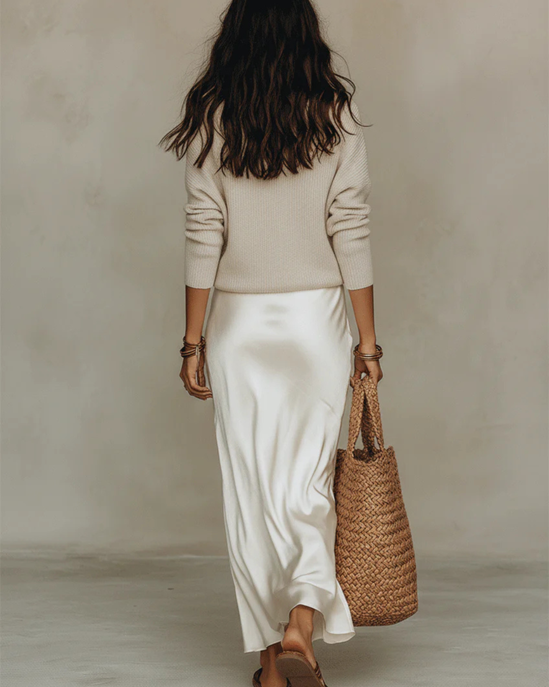 Elena | Midi Satin Dress with Sweater