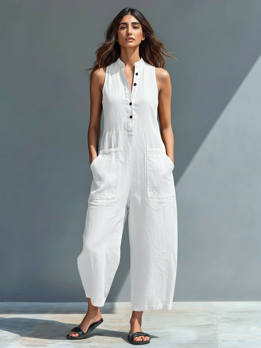 Claudia | Women's Linen Minimalist Jumpsuit