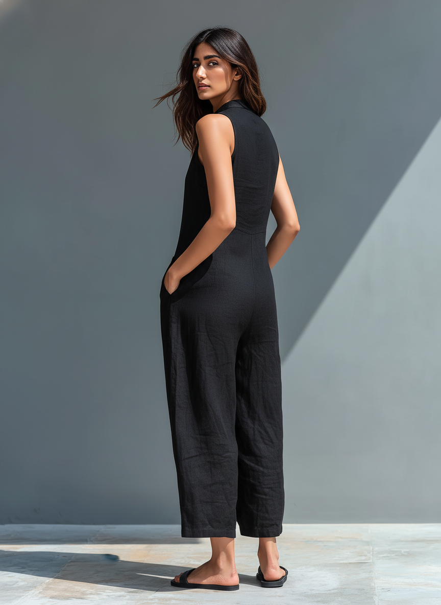 Claudia | Women's Linen Minimalist Jumpsuit