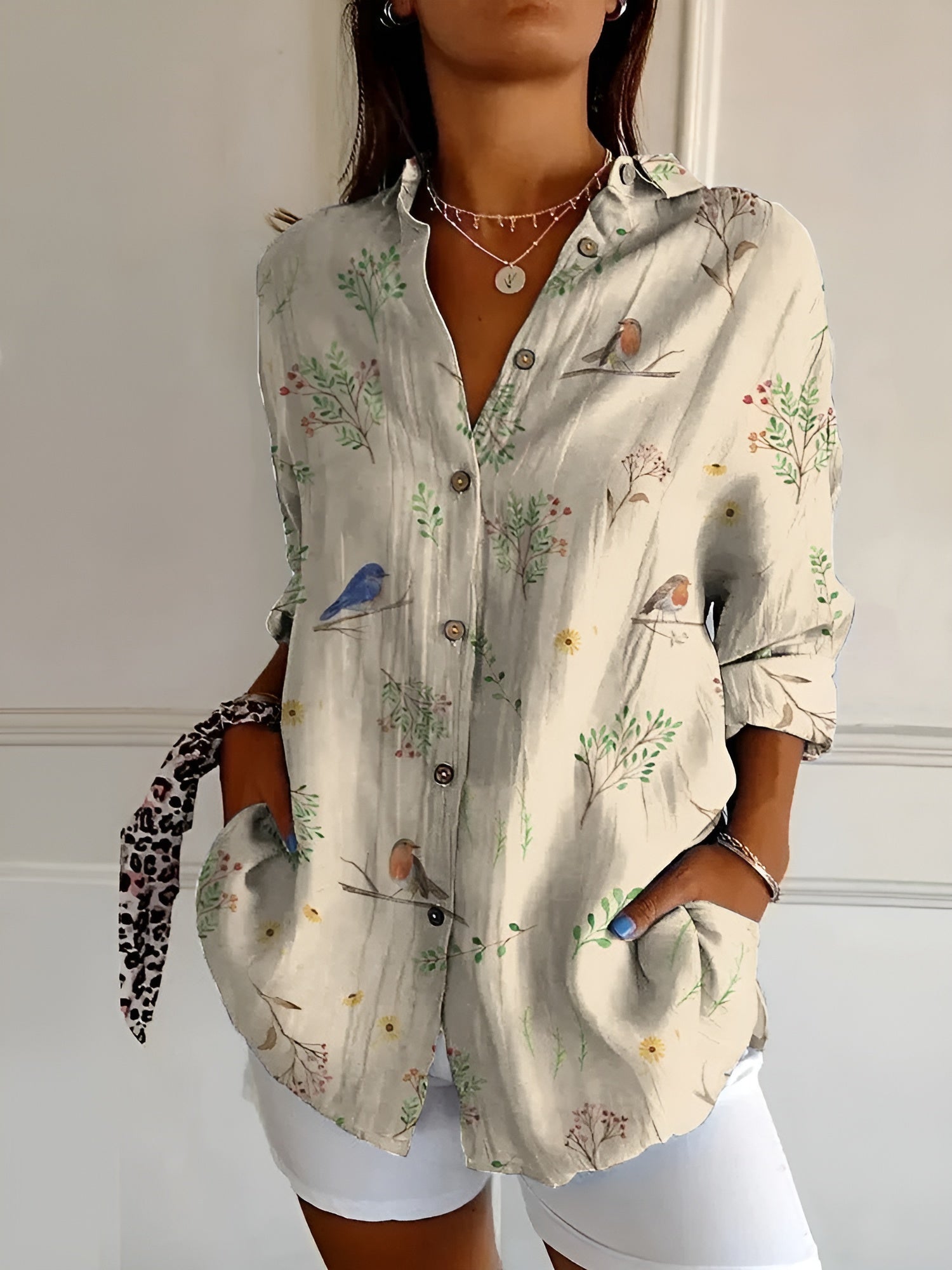 Melodie I Elegant Floral Button Shirt
