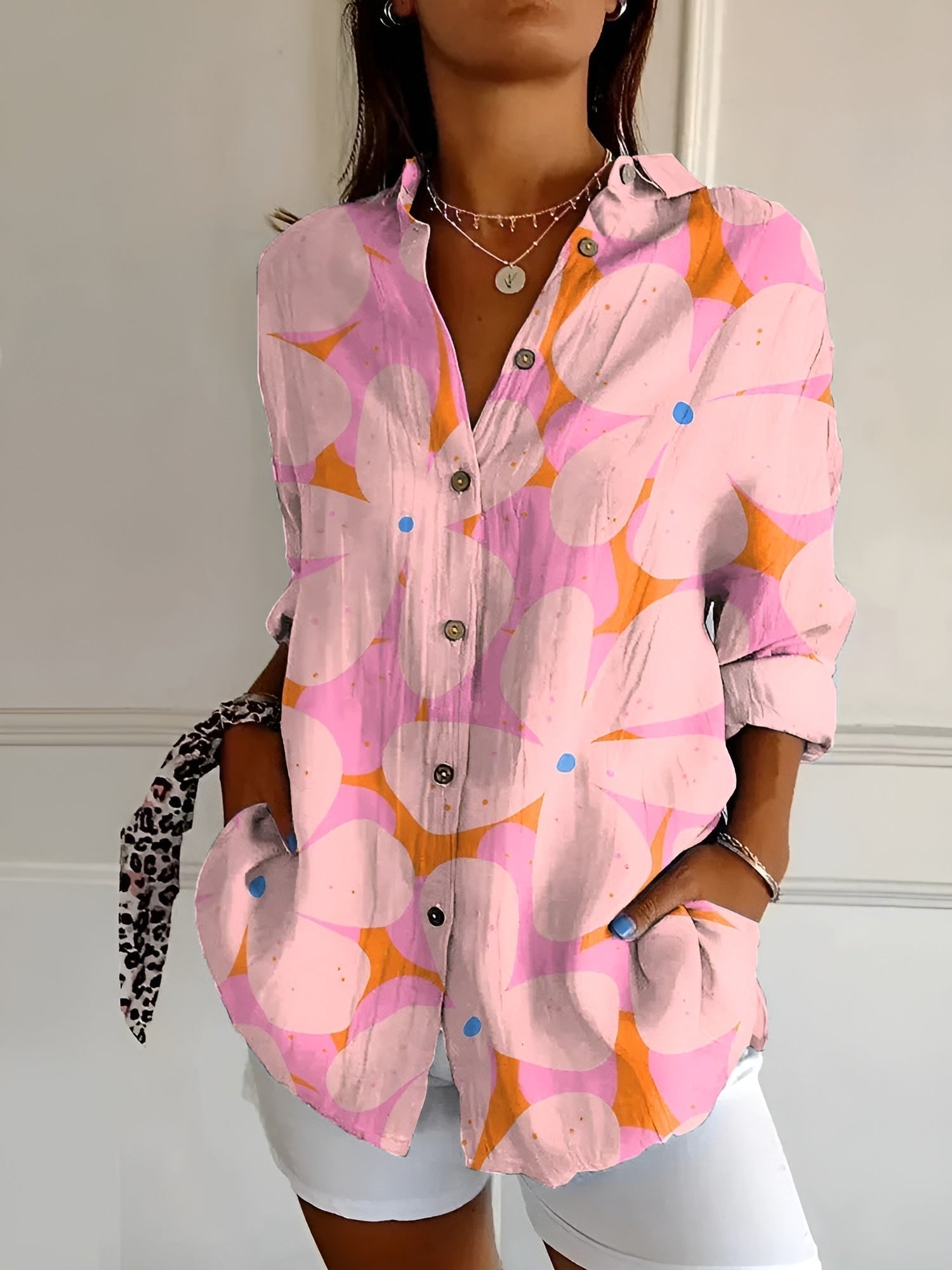 Melodie I Elegant Floral Button Shirt