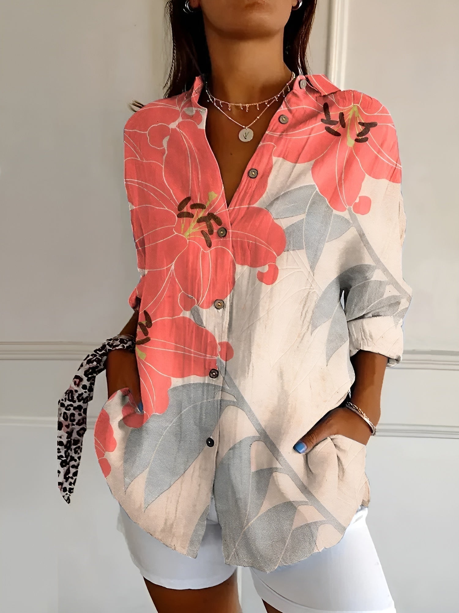 MELODIE | Camicia Elegante con Bottoni a Fiori