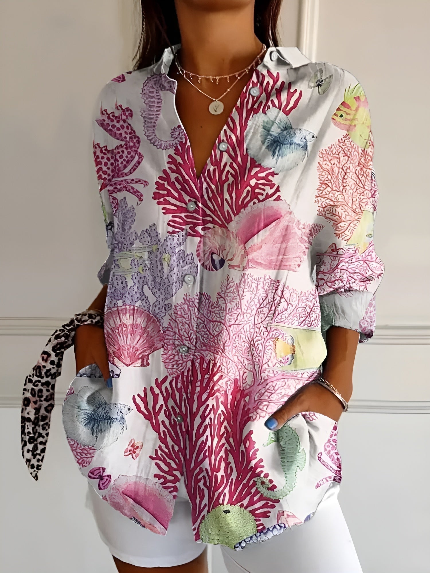 Melodie I Elegant Floral Button Shirt